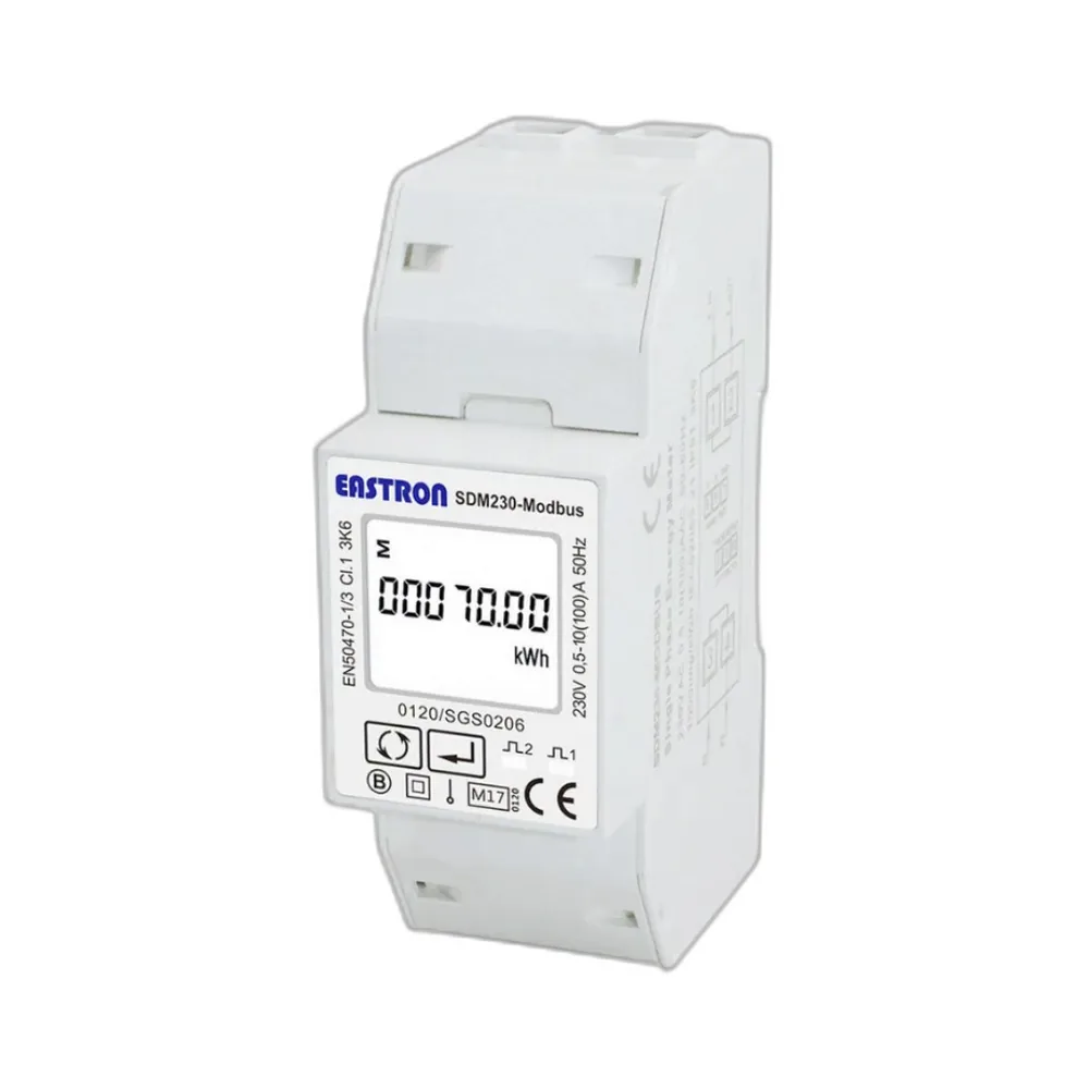Medidor de energia monofasico Eastron SDM230 Modbus 100A certificado MID para inversores solares